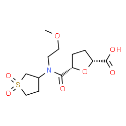 ChemSpider 2D Image | (2R,5S)-5-[(1,1-Dioxidotetrahydro-3-thiophenyl)(2-methoxyethyl)carbamoyl]tetrahydro-2-furancarboxylic acid (non-preferred name) | C13H21NO7S