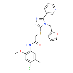 ChemSpider 2D Image | N-(4-Chloro-2-methoxy-5-methylphenyl)-2-{[4-(2-furylmethyl)-5-(3-pyridinyl)-4H-1,2,4-triazol-3-yl]sulfanyl}acetamide | C22H20ClN5O3S