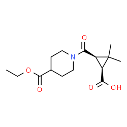 ChemSpider 2D Image | (1S,3R)-3-{[4-(Ethoxycarbonyl)-1-piperidinyl]carbonyl}-2,2-dimethylcyclopropanecarboxylic acid | C15H23NO5