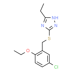 ChemSpider 2D Image | 3-[(5-Chloro-2-ethoxybenzyl)sulfanyl]-5-ethyl-1H-1,2,4-triazole | C13H16ClN3OS