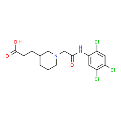ChemSpider 2D Image | 3-(1-{2-Oxo-2-[(2,4,5-trichlorophenyl)amino]ethyl}-3-piperidinyl)propanoic acid | C16H19Cl3N2O3