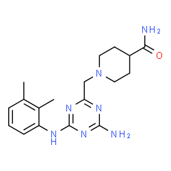 ChemSpider 2D Image | 1-({4-Amino-6-[(2,3-dimethylphenyl)amino]-1,3,5-triazin-2-yl}methyl)-4-piperidinecarboxamide | C18H25N7O