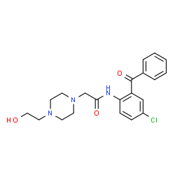 ChemSpider 2D Image | N-(2-Benzoyl-4-chlorophenyl)-2-[4-(2-hydroxyethyl)-1-piperazinyl]acetamide | C21H24ClN3O3