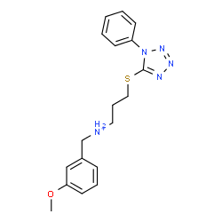 ChemSpider 2D Image | N-(3-Methoxybenzyl)-3-[(1-phenyl-1H-tetrazol-5-yl)sulfanyl]-1-propanaminium | C18H22N5OS