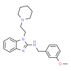 ChemSpider 2D Image | N-(3-Methoxybenzyl)-1-[2-(1-piperidinyl)ethyl]-1H-benzimidazol-2-amine | C22H28N4O
