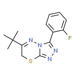 ChemSpider 2D Image | 3-(2-Fluorophenyl)-6-(2-methyl-2-propanyl)-7H-[1,2,4]triazolo[3,4-b][1,3,4]thiadiazine | C14H15FN4S