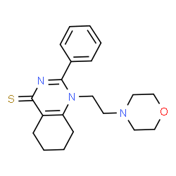 ChemSpider 2D Image | 1-[2-(4-Morpholinyl)ethyl]-2-phenyl-5,6,7,8-tetrahydro-4(1H)-quinazolinethione | C20H25N3OS