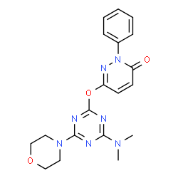 ChemSpider 2D Image | 6-{[4-(Dimethylamino)-6-(4-morpholinyl)-1,3,5-triazin-2-yl]oxy}-2-phenyl-3(2H)-pyridazinone | C19H21N7O3