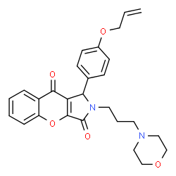 ChemSpider 2D Image | 1-[4-(Allyloxy)phenyl]-2-[3-(4-morpholinyl)propyl]-1,2-dihydrochromeno[2,3-c]pyrrole-3,9-dione | C27H28N2O5
