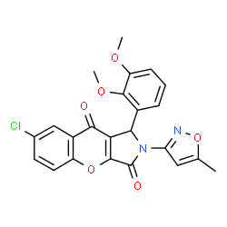 ChemSpider 2D Image | 7-Chloro-1-(2,3-dimethoxyphenyl)-2-(5-methyl-1,2-oxazol-3-yl)-1,2-dihydrochromeno[2,3-c]pyrrole-3,9-dione | C23H17ClN2O6