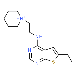 ChemSpider 2D Image | 1-{2-[(6-Ethylthieno[2,3-d]pyrimidin-4-yl)amino]ethyl}piperidinium | C15H23N4S
