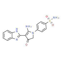 ChemSpider 2D Image | 4-[5-Amino-4-(1H-benzimidazol-2-yl)-3-oxo-2,3-dihydro-1H-pyrrol-1-yl]benzenesulfonamide | C17H15N5O3S