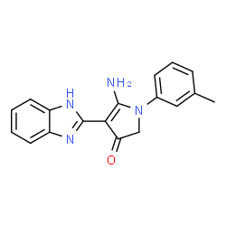 ChemSpider 2D Image | 5-Amino-4-(1H-benzimidazol-2-yl)-1-(3-methylphenyl)-1,2-dihydro-3H-pyrrol-3-one | C18H16N4O