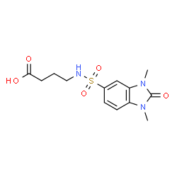 ChemSpider 2D Image | 4-{[(1,3-Dimethyl-2-oxo-2,3-dihydro-1H-benzimidazol-5-yl)sulfonyl]amino}butanoic acid | C13H17N3O5S