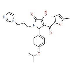 ChemSpider 2D Image | 3-Hydroxy-1-[3-(1H-imidazol-1-yl)propyl]-5-(4-isopropoxyphenyl)-4-(5-methyl-2-furoyl)-1,5-dihydro-2H-pyrrol-2-one | C25H27N3O5