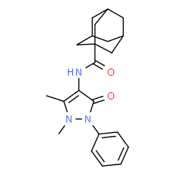 ChemSpider 2D Image | N-(1,5-Dimethyl-3-oxo-2-phenyl-2,3-dihydro-1H-pyrazol-4-yl)-1-adamantanecarboxamide | C22H27N3O2