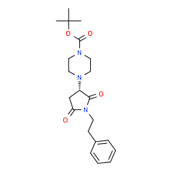 ChemSpider 2D Image | 2-Methyl-2-propanyl 4-[(3S)-2,5-dioxo-1-(2-phenylethyl)-3-pyrrolidinyl]-1-piperazinecarboxylate | C21H29N3O4