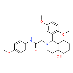 ChemSpider 2D Image | 2-[1-(2,5-Dimethoxyphenyl)-4a-hydroxyoctahydro-2(1H)-isoquinolinyl]-N-(4-methoxyphenyl)acetamide | C26H34N2O5