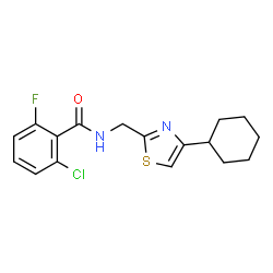ChemSpider 2D Image | 2-Chloro-N-[(4-cyclohexyl-1,3-thiazol-2-yl)methyl]-6-fluorobenzamide | C17H18ClFN2OS