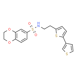 ChemSpider 2D Image | N-[2-(2,3'-Bithiophen-5-yl)ethyl]-2,3-dihydro-1,4-benzodioxine-6-sulfonamide | C18H17NO4S3