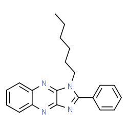 ChemSpider 2D Image | 1-Hexyl-2-phenyl-1H-imidazo[4,5-b]quinoxaline | C21H22N4