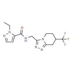 ChemSpider 2D Image | 1-Ethyl-N-{[7-(trifluoromethyl)-5,6,7,8-tetrahydro[1,2,4]triazolo[4,3-a]pyridin-3-yl]methyl}-1H-pyrazole-5-carboxamide | C14H17F3N6O
