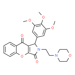 ChemSpider 2D Image | 2-[2-(4-Morpholinyl)ethyl]-1-(3,4,5-trimethoxyphenyl)-1,2-dihydrochromeno[2,3-c]pyrrole-3,9-dione | C26H28N2O7