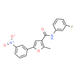 ChemSpider 2D Image | N-(3-Fluorophenyl)-2-methyl-5-(3-nitrophenyl)-3-furamide | C18H13FN2O4