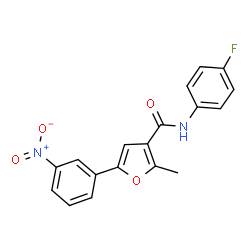 ChemSpider 2D Image | N-(4-Fluorophenyl)-2-methyl-5-(3-nitrophenyl)-3-furamide | C18H13FN2O4