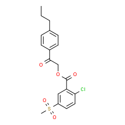 ChemSpider 2D Image | 2-Oxo-2-(4-propylphenyl)ethyl 2-chloro-5-(methylsulfonyl)benzoate | C19H19ClO5S
