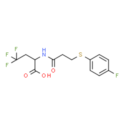 ChemSpider 2D Image | 4,4,4-Trifluoro-2-({3-[(4-fluorophenyl)sulfanyl]propanoyl}amino)butanoic acid | C13H13F4NO3S
