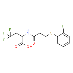 ChemSpider 2D Image | 4,4,4-Trifluoro-2-({3-[(2-fluorophenyl)sulfanyl]propanoyl}amino)butanoic acid | C13H13F4NO3S