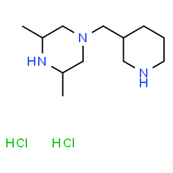 ChemSpider 2D Image | 3,5-Dimethyl-1-(3-piperidinylmethyl)piperazine dihydrochloride | C12H27Cl2N3