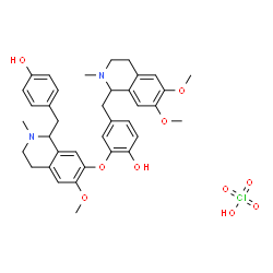 ChemSpider 2D Image | 4-[(6,7-Dimethoxy-2-methyl-1,2,3,4-tetrahydro-1-isoquinolinyl)methyl]-2-{[1-(4-hydroxybenzyl)-6-methoxy-2-methyl-1,2,3,4-tetrahydro-7-isoquinolinyl]oxy}phenol perchlorate (1:1) | C37H43ClN2O10