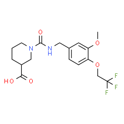 ChemSpider 2D Image | 1-{[3-Methoxy-4-(2,2,2-trifluoroethoxy)benzyl]carbamoyl}-3-piperidinecarboxylic acid | C17H21F3N2O5