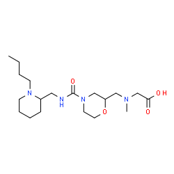 ChemSpider 2D Image | N-[(4-{[(1-Butyl-2-piperidinyl)methyl]carbamoyl}-2-morpholinyl)methyl]-N-methylglycine | C19H36N4O4