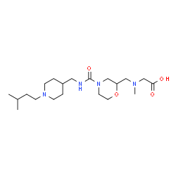 ChemSpider 2D Image | N-Methyl-N-{[4-({[1-(3-methylbutyl)-4-piperidinyl]methyl}carbamoyl)-2-morpholinyl]methyl}glycine | C20H38N4O4