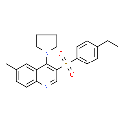 ChemSpider 2D Image | 3-[(4-Ethylphenyl)sulfonyl]-6-methyl-4-(1-pyrrolidinyl)quinoline | C22H24N2O2S
