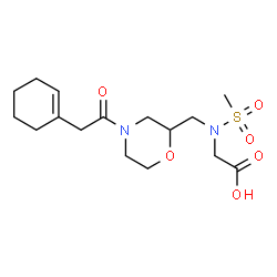 ChemSpider 2D Image | N-{[4-(1-Cyclohexen-1-ylacetyl)-2-morpholinyl]methyl}-N-(methylsulfonyl)glycine | C16H26N2O6S
