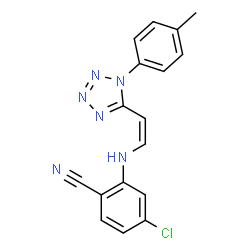 ChemSpider 2D Image | 4-Chloro-2-({(Z)-2-[1-(4-methylphenyl)-1H-tetrazol-5-yl]vinyl}amino)benzonitrile | C17H13ClN6