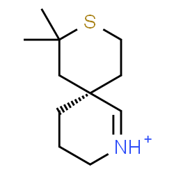 ChemSpider 2D Image | (6R)-8,8-Dimethyl-9-thia-2-azoniaspiro[5.5]undec-1-ene | C11H20NS