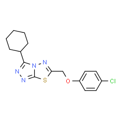 ChemSpider 2D Image | 6-[(4-Chlorophenoxy)methyl]-3-cyclohexyl[1,2,4]triazolo[3,4-b][1,3,4]thiadiazole | C16H17ClN4OS