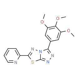ChemSpider 2D Image | 6-(2-Pyridinyl)-3-(3,4,5-trimethoxyphenyl)[1,2,4]triazolo[3,4-b][1,3,4]thiadiazole | C17H15N5O3S