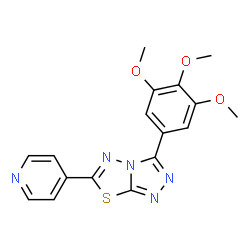 ChemSpider 2D Image | 6-(4-Pyridinyl)-3-(3,4,5-trimethoxyphenyl)[1,2,4]triazolo[3,4-b][1,3,4]thiadiazole | C17H15N5O3S
