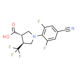 ChemSpider 2D Image | (3S,4S)-1-(4-Cyano-2,6-difluorophenyl)-4-(trifluoromethyl)-3-pyrrolidinecarboxylic acid | C13H9F5N2O2