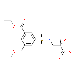 ChemSpider 2D Image | 3-({[3-(Ethoxycarbonyl)-5-(methoxymethyl)phenyl]sulfonyl}amino)-2-hydroxy-2-methylpropanoic acid | C15H21NO8S