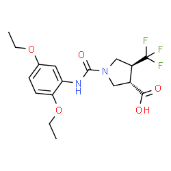 ChemSpider 2D Image | (3S,4S)-1-[(2,5-Diethoxyphenyl)carbamoyl]-4-(trifluoromethyl)-3-pyrrolidinecarboxylic acid | C17H21F3N2O5