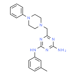 ChemSpider 2D Image | 6-((4-phenylpiperazin-1-yl)methyl)-N2-m-tolyl-1,3,5-triazine-2,4-diamine | C21H25N7