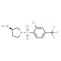 ChemSpider 2D Image | (3R)-1-{[2-Chloro-4-(trifluoromethyl)phenyl]sulfonyl}-3-pyrrolidinamine | C11H12ClF3N2O2S