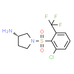 ChemSpider 2D Image | (3S)-1-{[2-Chloro-6-(trifluoromethyl)phenyl]sulfonyl}-3-pyrrolidinamine | C11H12ClF3N2O2S